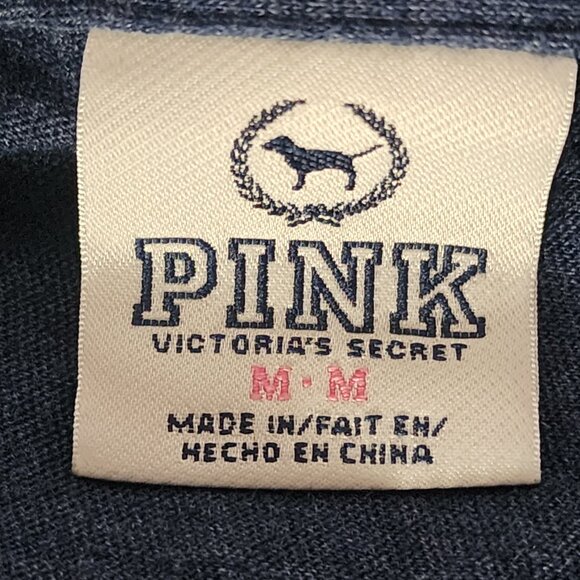 Victoria's Secret Navy Heather Sweet Pink Rainbow V Neck Short Sleeve Tee Size M - Picture 15 of 16